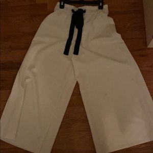 Zara white with black belt pants. Loose fitted